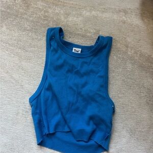 blue aritzia TNA racer back cropped tank top